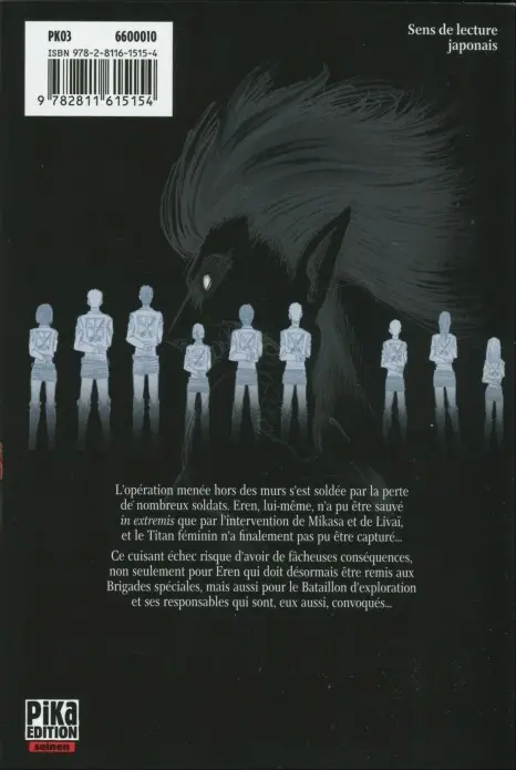 Verso de l'album L'Attaque des Titans 8