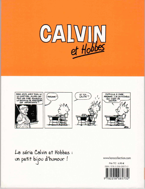 Verso de l'album Calvin et Hobbes Tome 3 On est faits comme des rats !