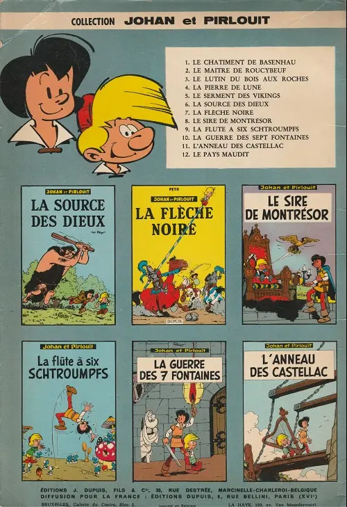 Verso de l'album Johan et Pirlouit Tome 6 La source des dieux