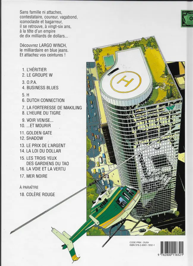 Verso de l'album Largo Winch Tome 2 Le Groupe W