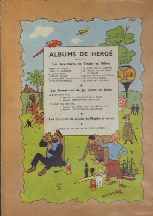 Verso de l'album Tintin Tome 5 Le Lotus Bleu
