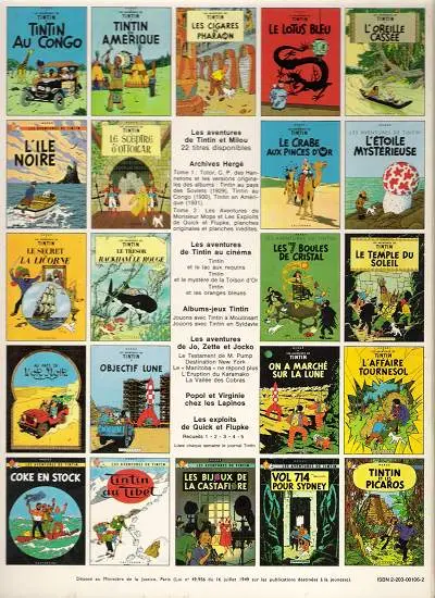 Verso de l'album Tintin Tome 7 L'île noire