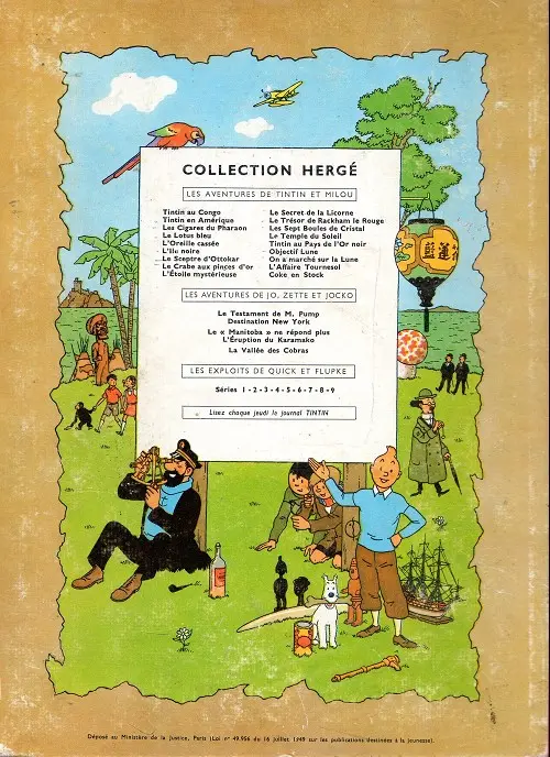 Verso de l'album Tintin Tome 10 L'étoile mystérieuse