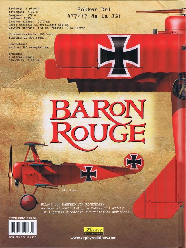 Verso de l'album Baron Rouge Tome 1 Le Bal des Mitrailleuses