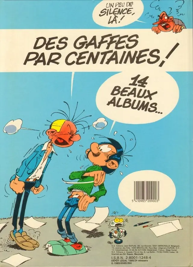 Verso de l'album Gaston Tome 0 Gaffes et gadgets