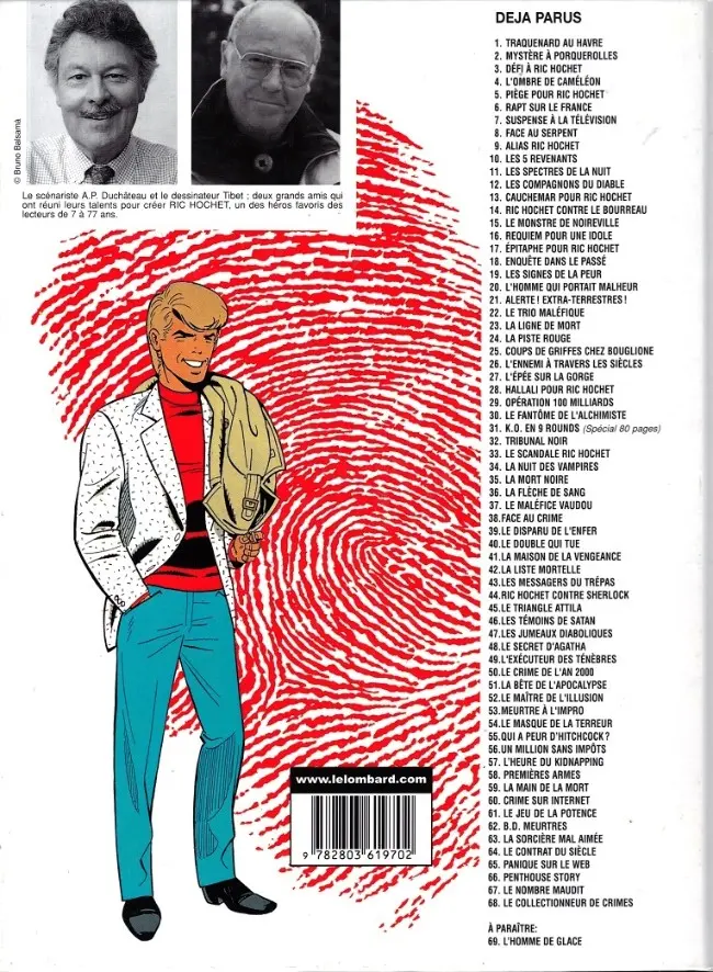 Verso de l'album Ric Hochet Tome 68 Le collectionneur de crimes