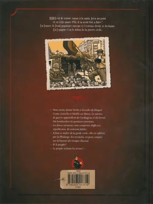 Verso de l'album Les Aventures de Boro, reporter photographe Tome 6 Le Temps des Cerises III