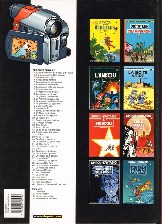 Verso de l'album Spirou et Fantasio Tome 48 L'Homme qui ne voulait pas mourir