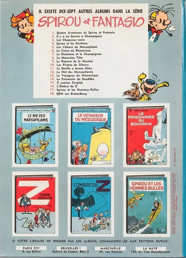 Verso de l'album Spirou et Fantasio Tome 13 Le voyageur du mésozoïque
