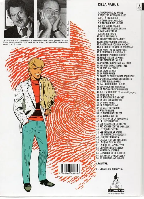 Verso de l'album Ric Hochet Tome 49 L'exécuteur des ténèbres