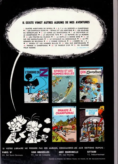 Verso de l'album Spirou et Fantasio Tome 15 Z comme Zorglub