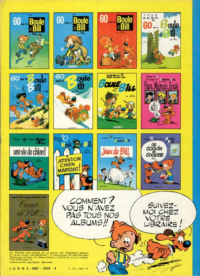 Verso de l'album Boule & Bill Tome 10 Attention chien marrant !