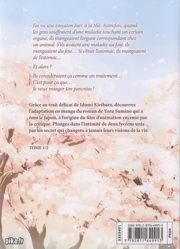 Verso de l'album Je veux manger ton Pancréas 1