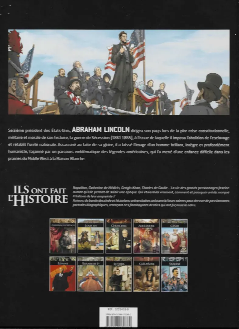 Verso de l'album Ils ont fait l'Histoire Tome 28 Lincoln