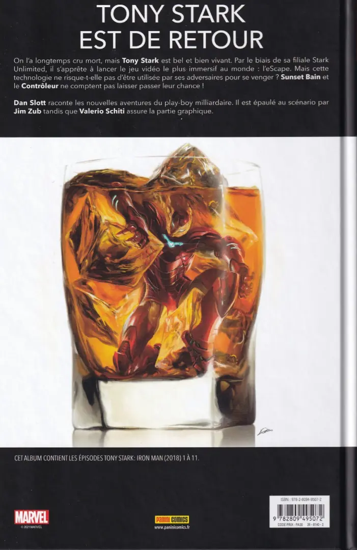 Verso de l'album Tony Stark : Iron Man 1 Self-Made Man