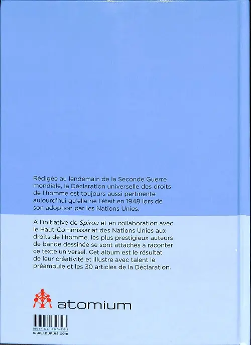 Verso de l'album Spirou défenseur des droits de l'homme