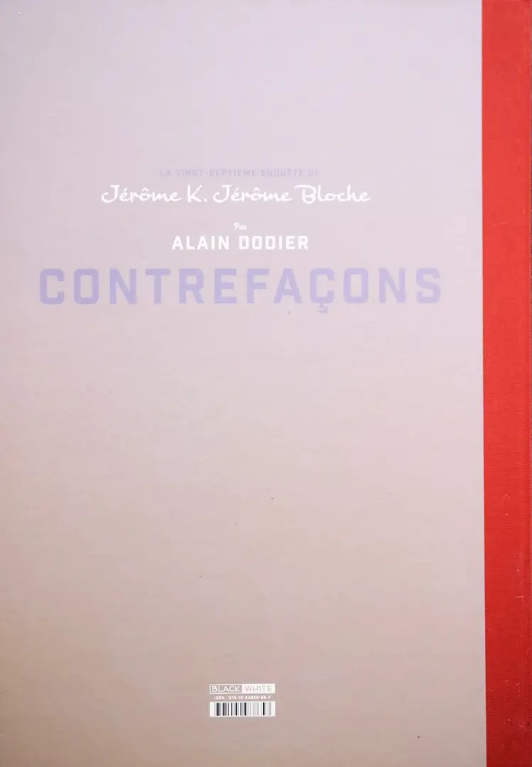 Verso de l'album Jérôme K. Jérôme Bloche Tome 27 Contrefaçons