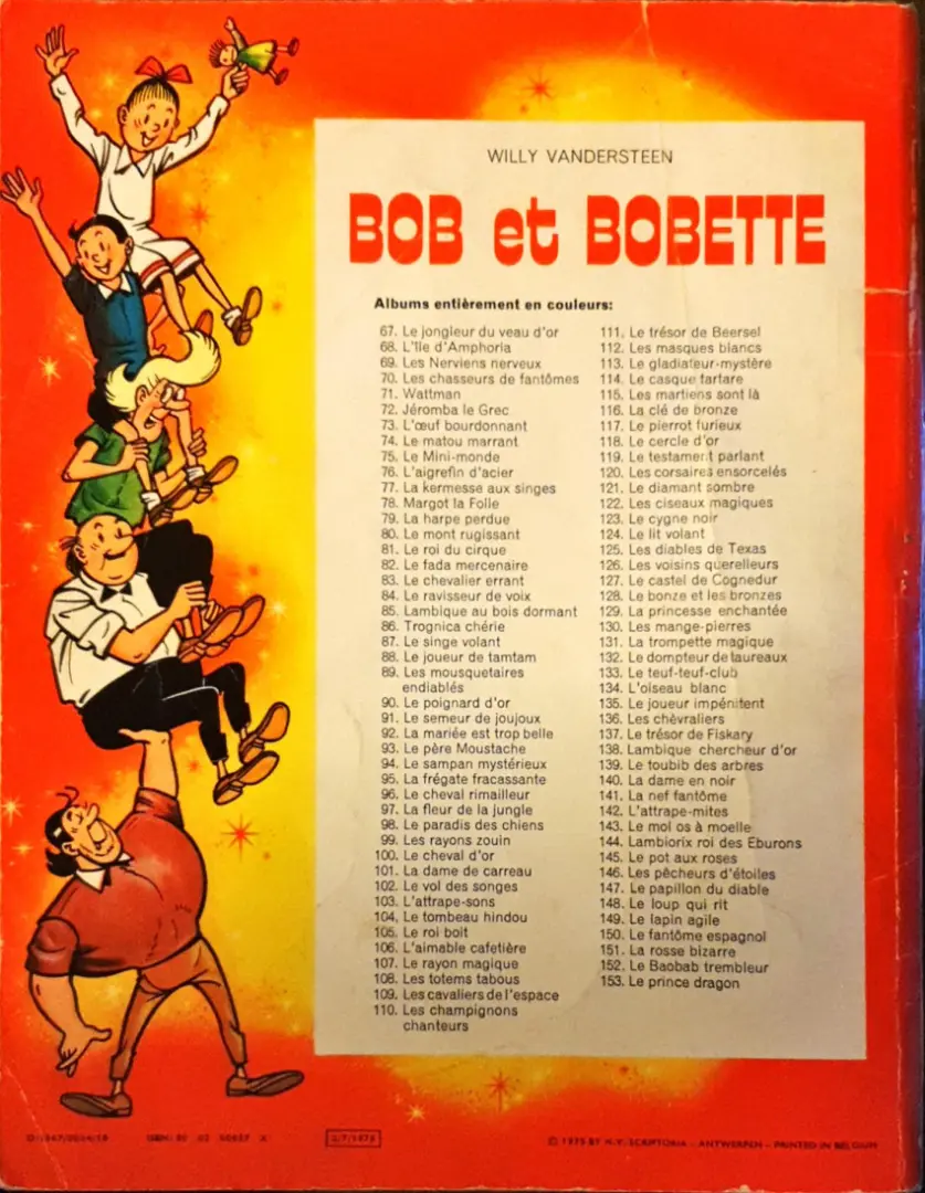 Verso de l'album Bob et Bobette Tome 70 Les Chasseurs de Fantômes