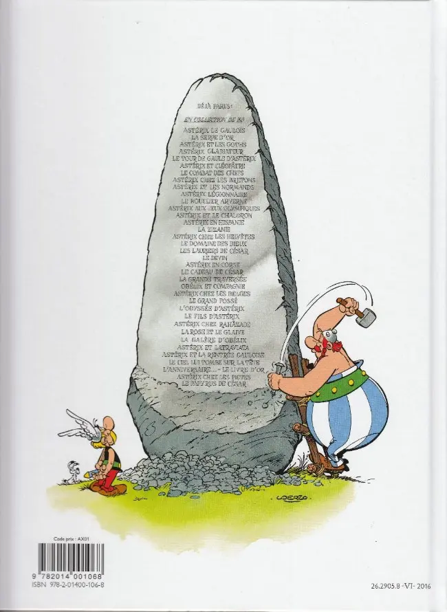 Verso de l'album Astérix Tome 12 Astérix aux Jeux olympiques