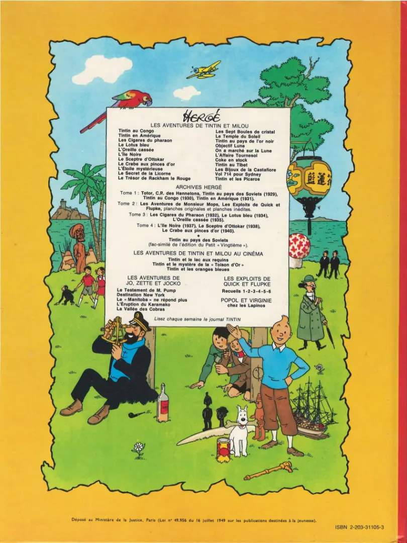 Verso de l'album Les Aventures de Jo, Zette et Jocko Tome 5 La vallée des cobras