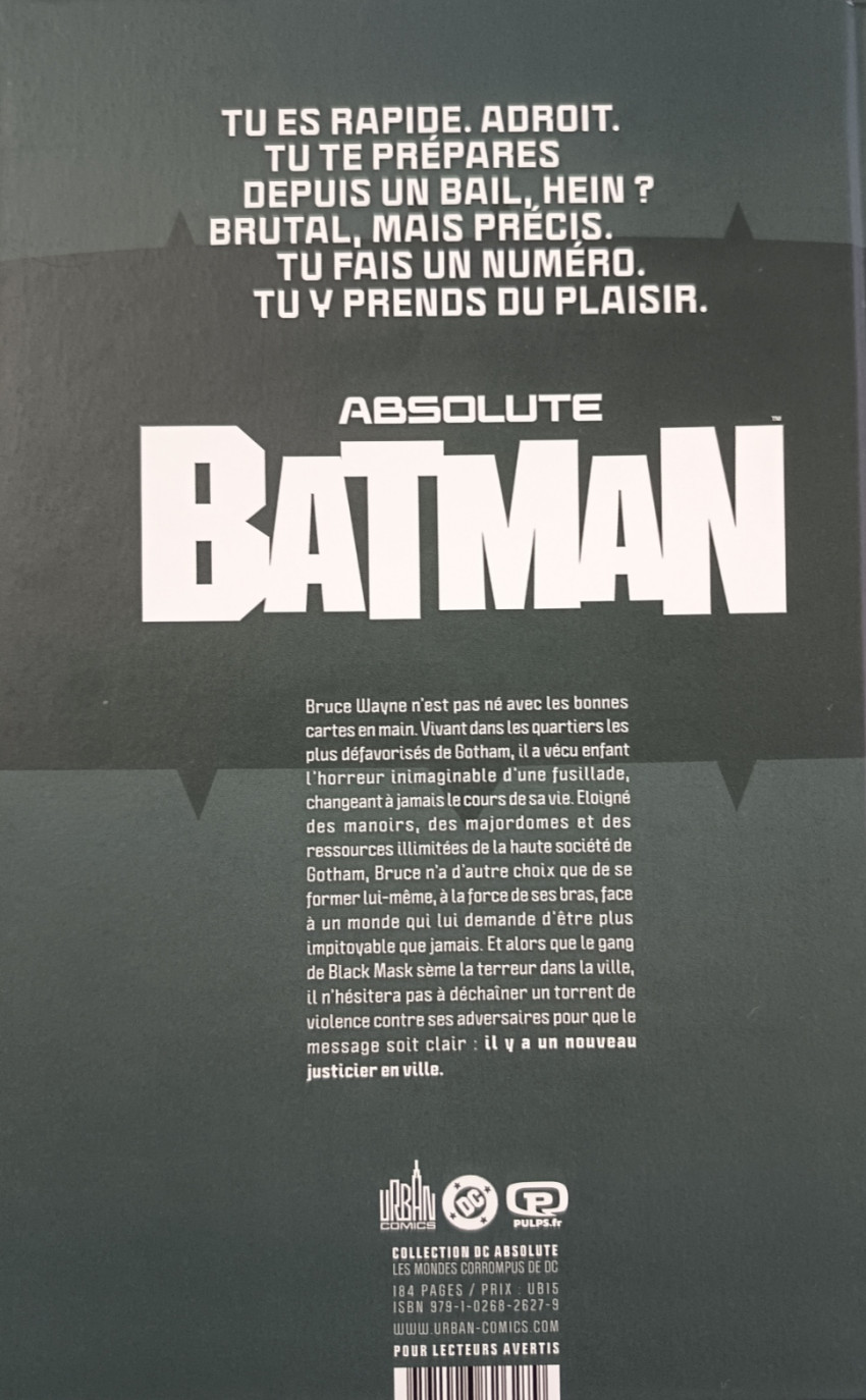 Verso de l'album Absolute Batman Tome 1 Le Zoo