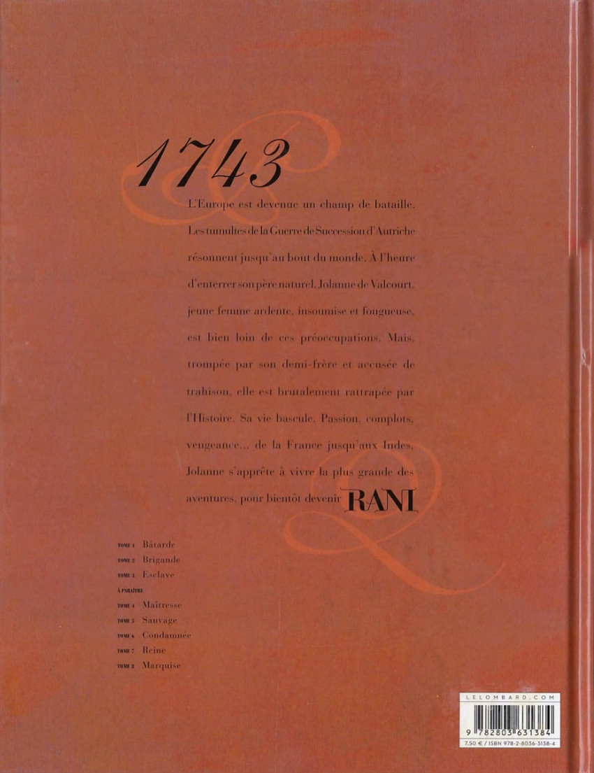 Verso de l'album Rani Tome 1 Bâtarde