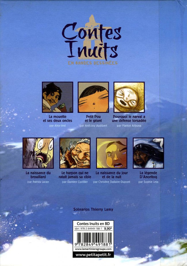 Verso de l'album Contes du monde en bandes dessinées Contes Inuits en bandes dessinées