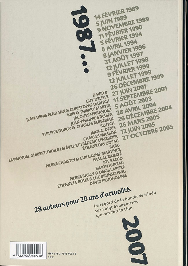 Verso de l'album Le Jour où... Tome 1 1987-2007 : France Info, 20 ans d'actualité