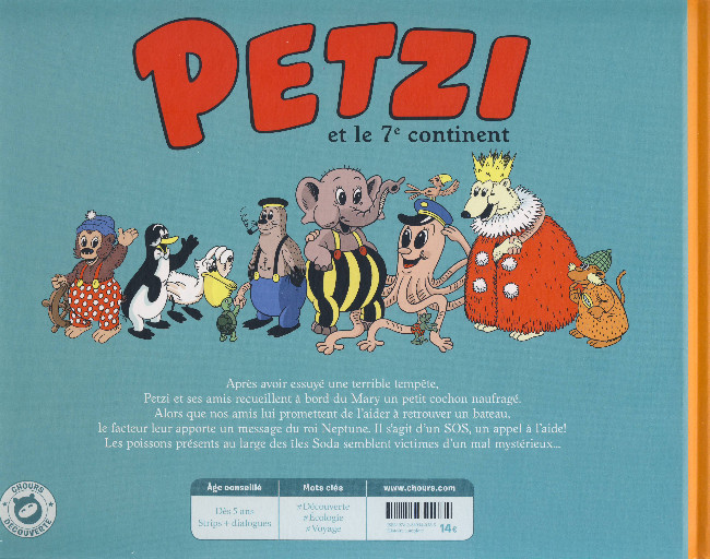 Verso de l'album Petzi Tome 2 Petzi et le 7e continent