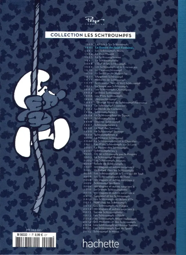 Verso de l'album Les Schtroumpfs La collection Tome 7 La guerre des 7 fontaines