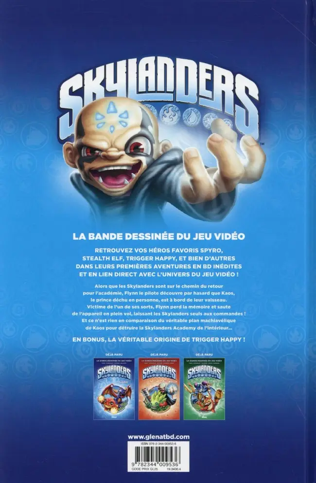 Verso de l'album Skylanders Tome 1 Petits mais costauds