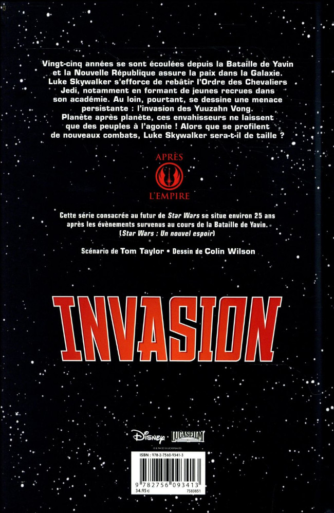 Verso de l'album Star Wars - Invasion Intégrale