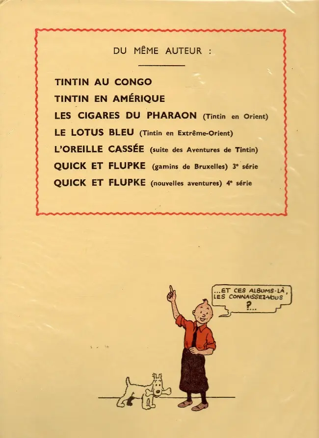Verso de l'album Tintin Tome 7 L'île noire