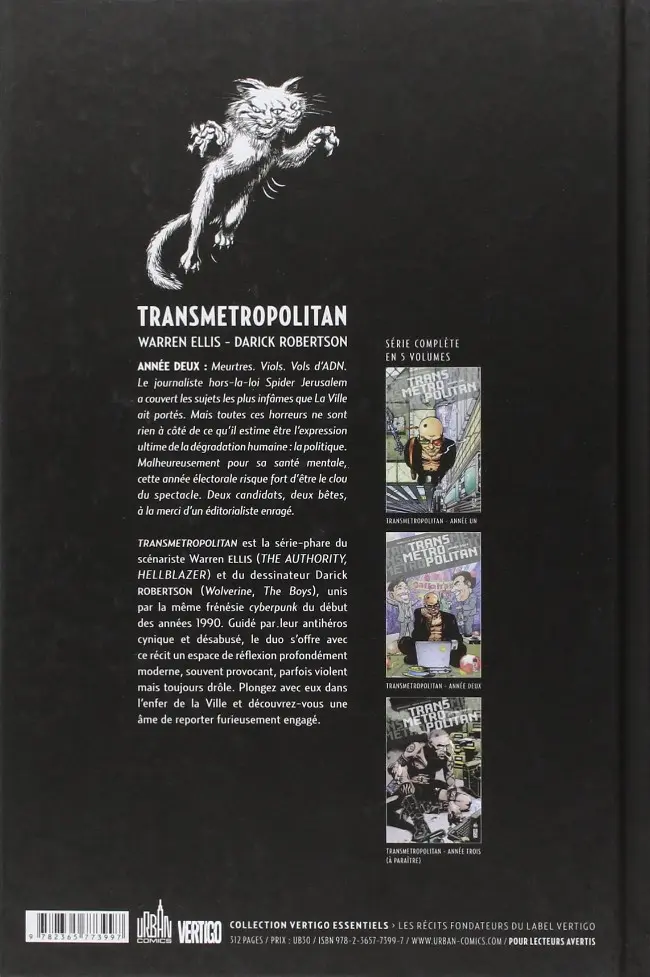Verso de l'album Transmetropolitan Année Deux