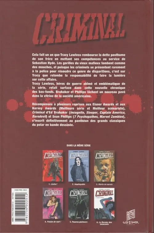 Verso de l'album Criminal Tome 5 Pauvres pécheurs