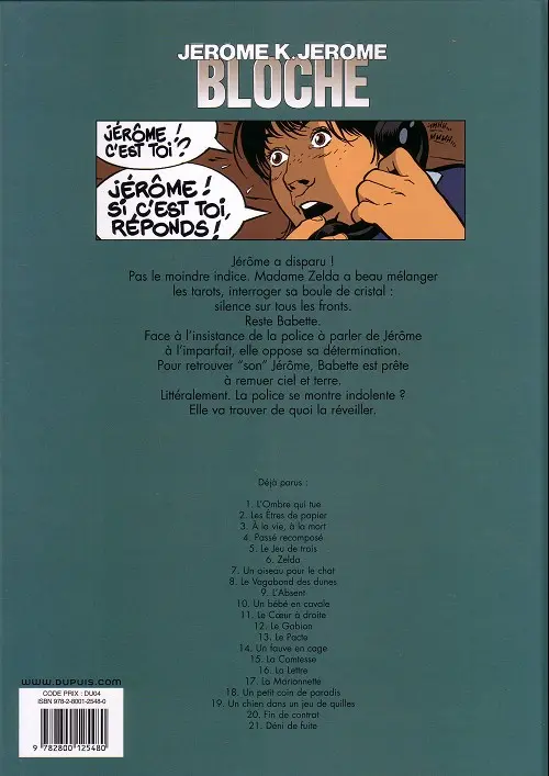 Verso de l'album Jérôme K. Jérôme Bloche Tome 9 L'absent