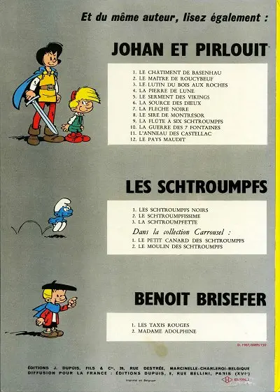 Verso de l'album Johan et Pirlouit Tome 6 La source des dieux