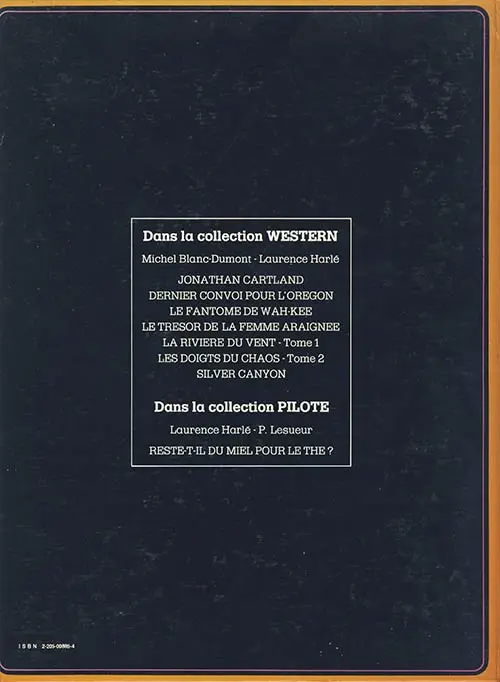 Verso de l'album Jonathan Cartland Tome 2 Dernier convoi pour l'Orégon