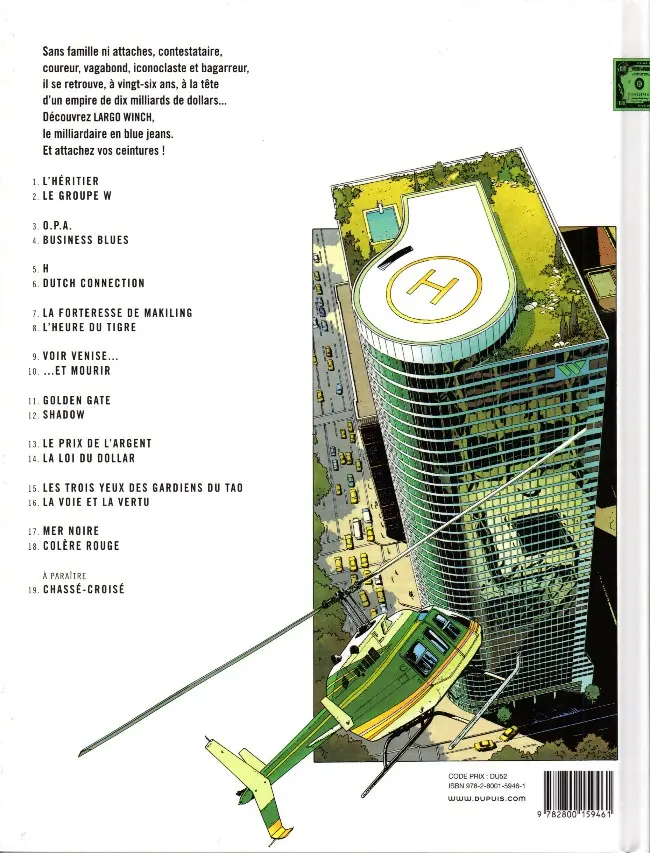 Verso de l'album Largo Winch Tome 2 Le groupe W