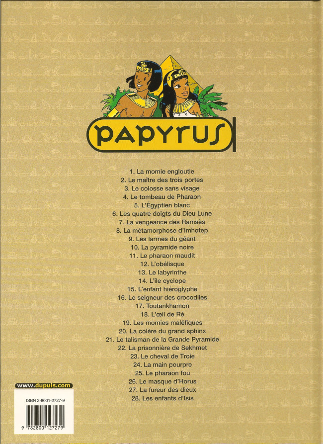 Verso de l'album Papyrus Tome 7 La vengeance des Ramsès