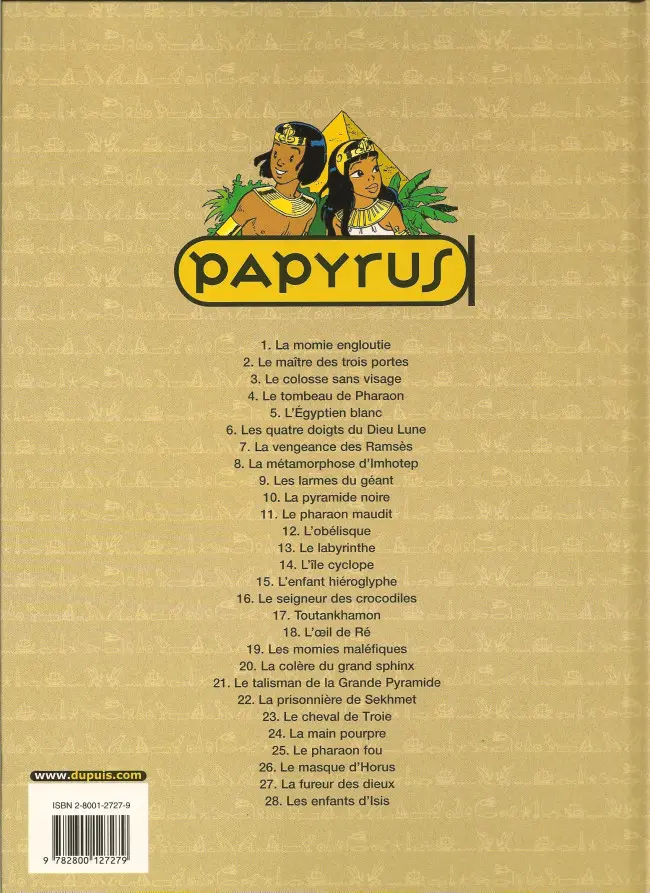 Verso de l'album Papyrus Tome 7 La vengeance des Ramsès