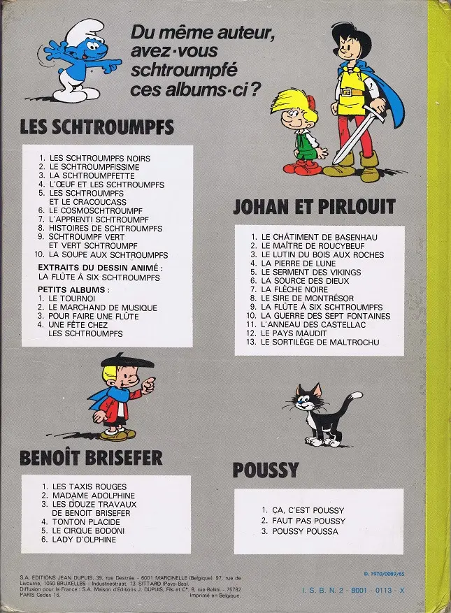 Verso de l'album Les Schtroumpfs Tome 6 Le cosmoschtroumpf