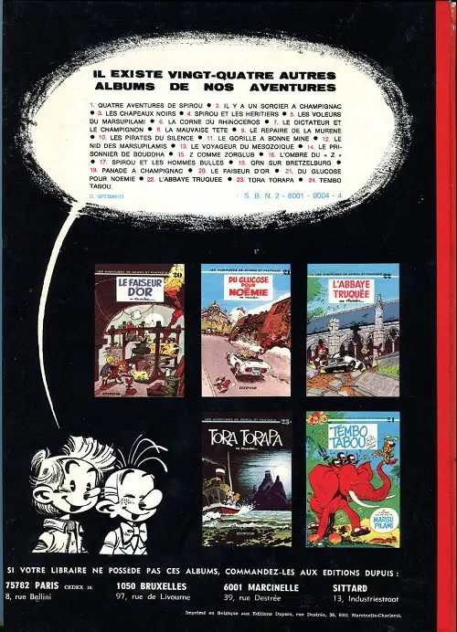 Verso de l'album Spirou et Fantasio Tome 2 Il y a un sorcier à Champignac