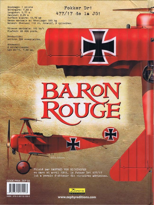 Verso de l'album Baron Rouge Tome 2 Pluie de Sang