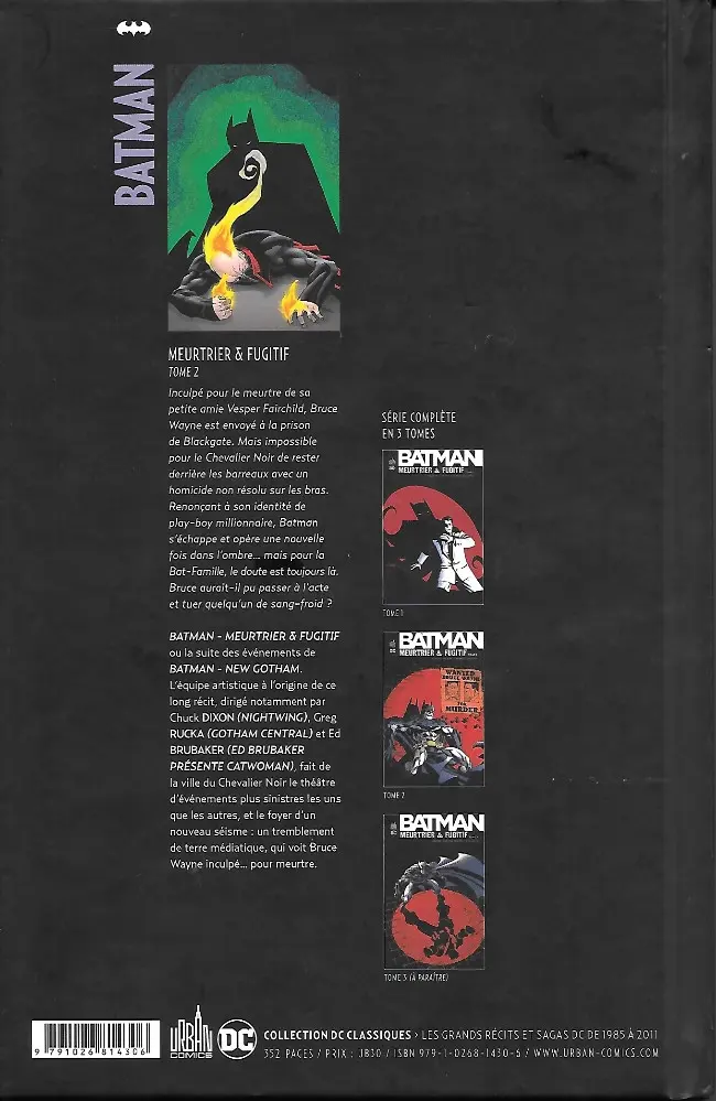 Verso de l'album Batman : Meurtrier & fugitif Tome 2