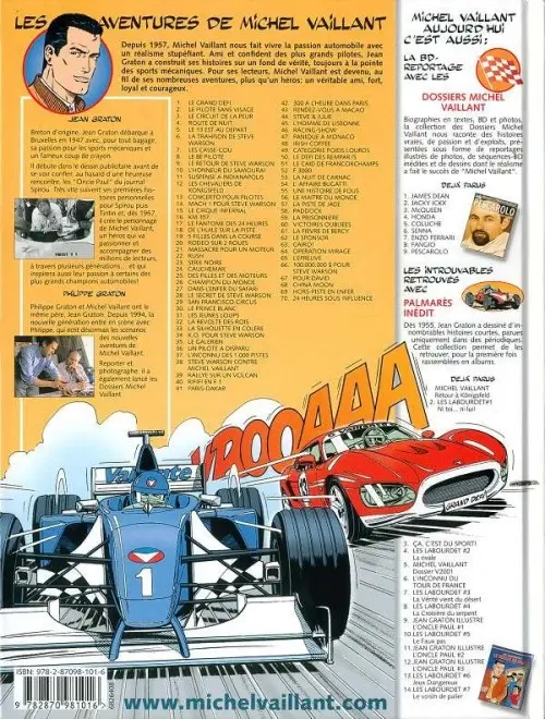 Verso de l'album Michel Vaillant Tome 70 24 heures sous influence