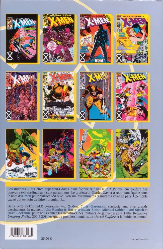 Verso de l'album X-Men L'intégrale Tome 12 1986 (I)
