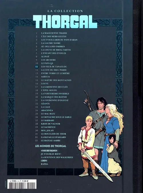 Verso de l'album Thorgal La collection Tome 11 Les yeux de Tanatloc
