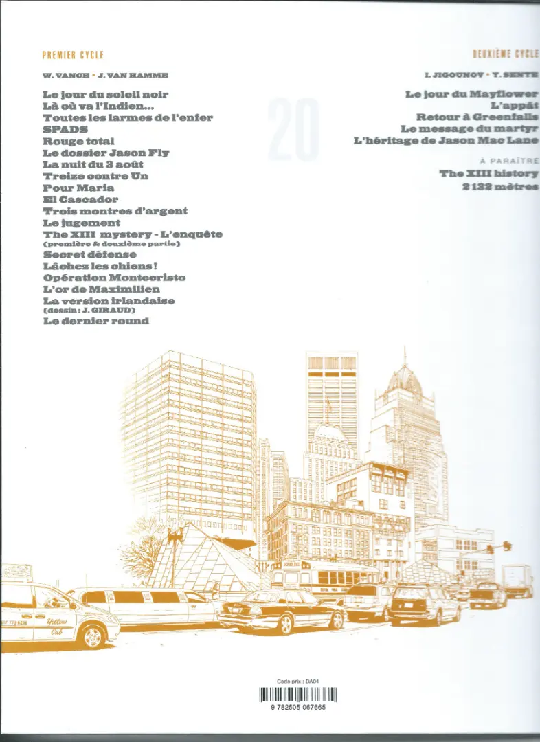 Verso de l'album XIII Tome 20 Le jour du Mayflower