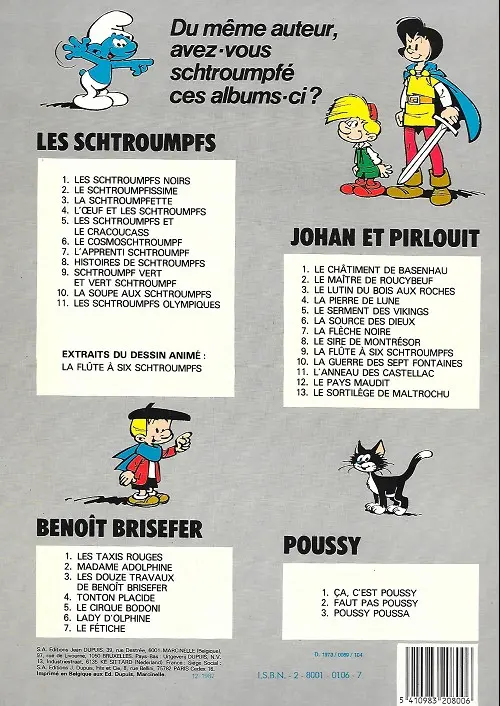 Verso de l'album Johan et Pirlouit Tome 12 Le pays maudit